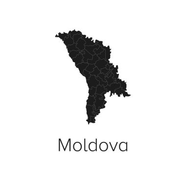 Moldova Harita Vektör İllüstrasyonu - Siluet, Taslak, Moldova Seyahat ve Turizm Haritası