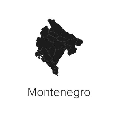 Karadağ Harita Vektör İlülasyonu - Siluet, Taslak, Karadağ Seyahat ve Turizm Haritası