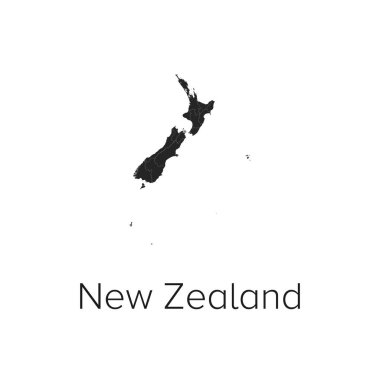 Yeni Zelanda Harita Vektör İllüstrasyonu - Siluet, Taslak, Yeni Zelanda Seyahat ve Turizm Haritası