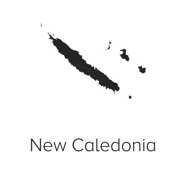 Yeni Kaledonya Harita Vektör İllüstrasyonu - Siluet, Taslak, Yeni Kaledonya Seyahat ve Turizm Haritası