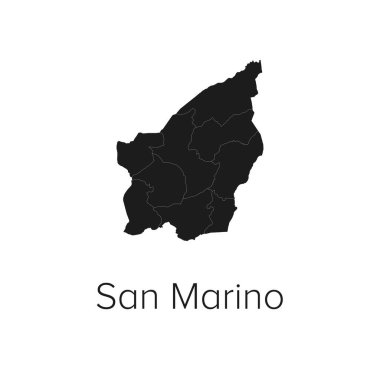 San Marino Harita Vektör Resimleri - Siluet, Taslak, San Marino Seyahat ve Turizm Haritası