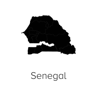 Senegal Harita Vektör Resimleri - Siluet, Taslak, Senegal Seyahat ve Turizm Haritası