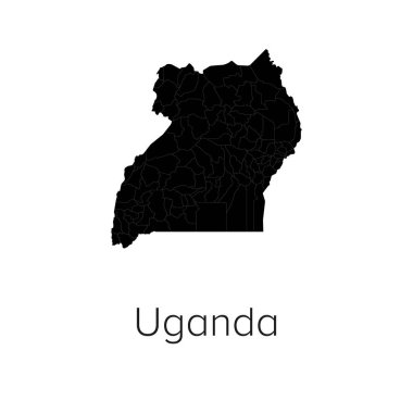 Uganda Harita Vektör Resimleri - Siluet, Taslak, Uganda Seyahat ve Turizm Haritası