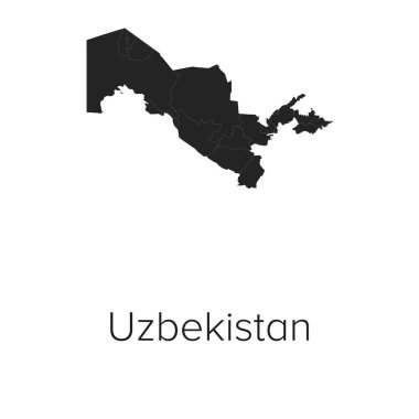 Özbekistan Harita Vektör Resimleri - Siluet, Taslak, Özbekistan Seyahat ve Turizm Haritası