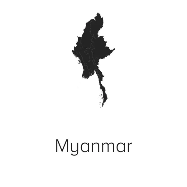 Myanmar Harita Vektör Resimleri - Siluet, Taslak, Myanmar Seyahat ve Turizm Haritası