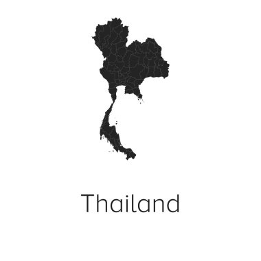 Tayland Harita Vektör Resimleri - Siluet, Taslak, Tayland Seyahat ve Turizm Haritası