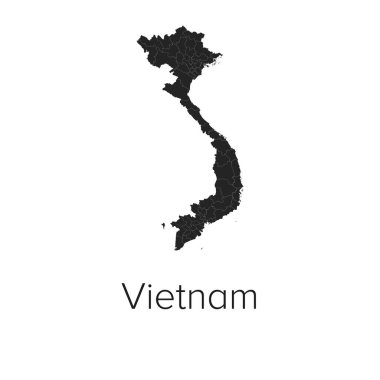 Vietnam Harita Vektör Çizimi - Siluet, Taslak, Vietnam Seyahat ve Turizm Haritası