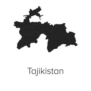 Tacikistan Harita Vektör İllüstrasyonu - Siluet, Taslak, Tacikistan Seyahat ve Turizm Haritası