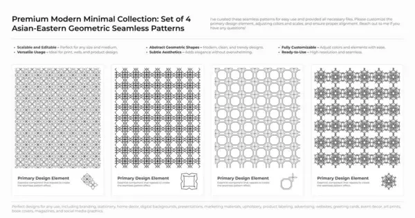 Modern, Minimalist ve Geometrik Kusursuz Desen Seti. Arapça, Farsça ve Oriental Design desteleri. vektör illüstrasyonu