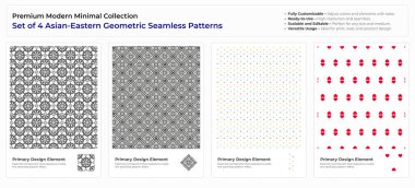 Modern, Minimalist ve Geometrik Kusursuz Desen Seti. Arapça, Farsça ve Oriental Design desteleri. vektör illüstrasyonu