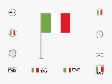 İtalya 'da Pul, Bayrak, Etiket, Etiket, Mühür, Simge. Markalaşma ve Paketleme için Yaratıcı Tasarımlar