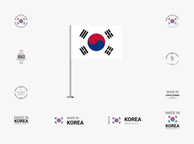 Made in South Korea Stamps, Flag, Tags, labels, Seals, Icons. Creative Designs for Branding and Packaging clipart