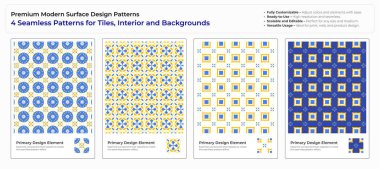 Seamless Tile & Surface Patterns set. Geometric, Ornamental, Abstract and Luxury Vector Designs clipart