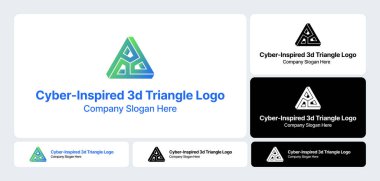 Siber-İlham Veren 3D Üçgen Logosu - Fütürist Geometrik Tasarım