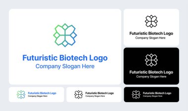 Fütürist Biyoteknoloji Logosu: Kesme Kenarı Tasarımı Yansıtma Biyoteknoloji