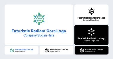 Fütürist Radyasyon Çekirdek Logosu: Aydınlatılmış Merkezi Element