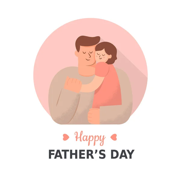 Happy Father Day Flat Design Father Hugging His Lovely Daughter — Stock Vector