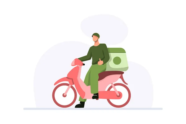 Motorsiklet Kullanan Onay Veren Personelle Yemek Servisi Kavramı — Stok Vektör