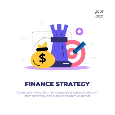 Daire tasarımı finans stratejisi konsepti, para çantası illüstrasyonu