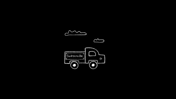 Animowany Samochód Ciężarowy Tekstem Subskrypcji Stronie Działa Ulicy — Wideo stockowe