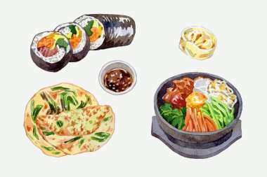 Suluboya Kore gıda malzemeleri koleksiyonu