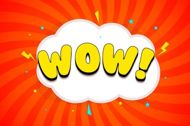 Comic speech bubble vector with expression text WOW