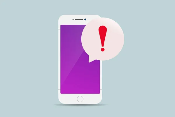 Phone Notification Icon Smartphone Exclamation Point Vector Illustration — Wektor stockowy