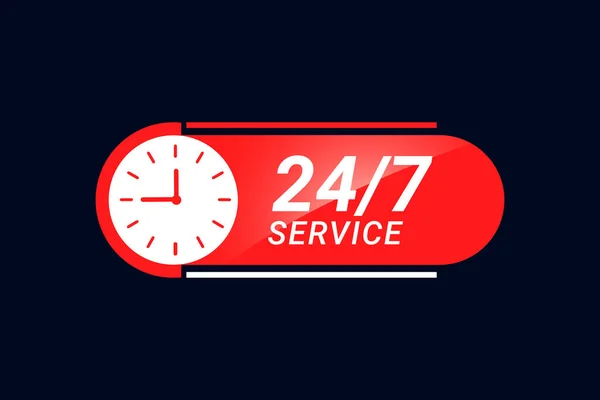 24時間と7日サービスバナークロックベクトルと — ストックベクタ