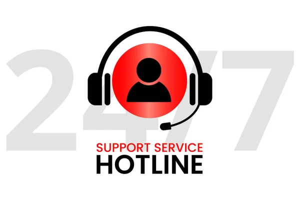 Support Hotline Mit Kopfhörer Und Mikrofon Support Service Für Benutzer — Stockvektor