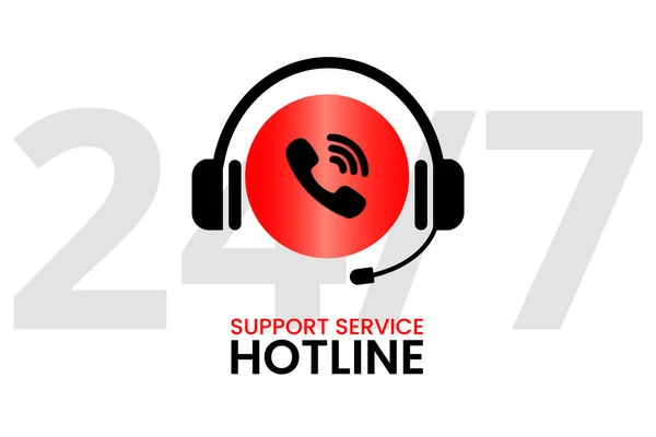 Support Hotline Kopfhörer Mit Mikrofon Und Anruflikone — Stockvektor