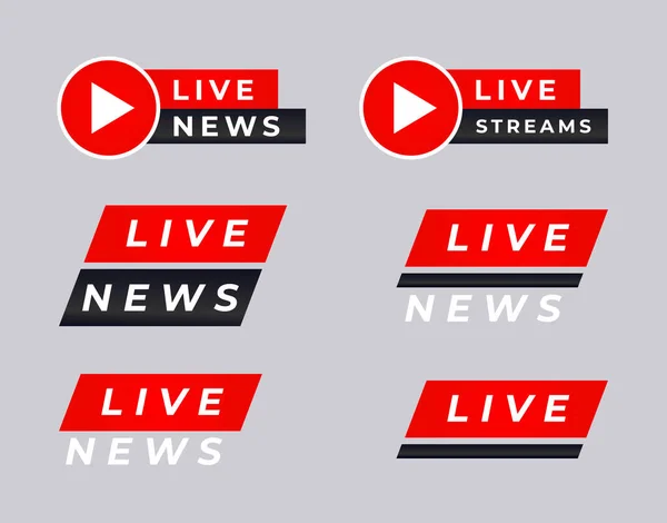 Uppsättning Live Stream Nyheter Banners — Stock vektor