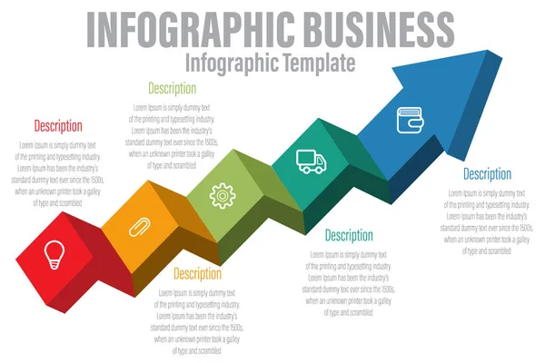Timeline Infographic Template Colorful Design Elements Charts — 스톡 벡터