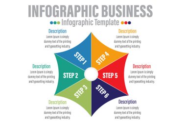 Çember Infographic ince çizgi tasarımı ve 6 seçenek veya adım. İş kavramı için bilgi grafikleri. Sunumlar için kullanılabilir pankart, iş akışı düzeni, işlem diyagramı, akış şeması.