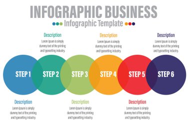 İş için bilgi şablonu. Modern Zaman Çizgisi Ögesi diyagramı 6 adım veya 6 seçenek dönüm noktası sunum vektörü bilgisi.