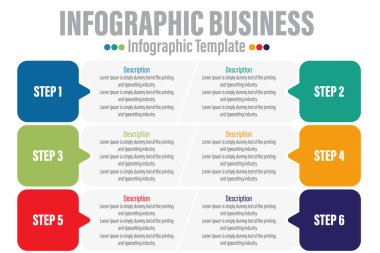6 Adım, 6 seçenek Kağıt şekil elementleri adımlar, yol haritası, seçenekler, dönüm noktası, zaman çizelgesi, süreçler veya iş akışı. İş veri görselleştirmesi. Sunum için yaratıcı adım bilgi şablonu.