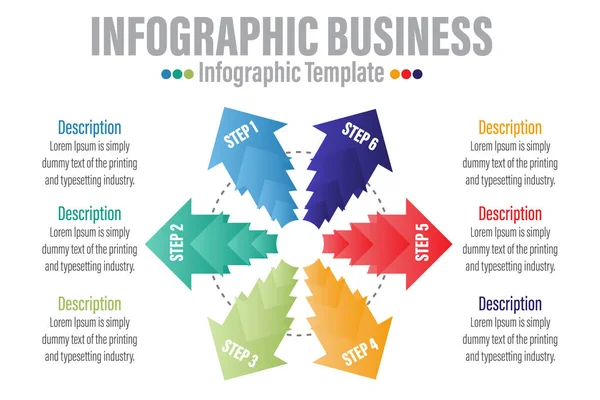 Vektör çemberi bilgi grafikleri ayarlandı. Şablon, grafik, sunum ve grafik. Altı Adımlı İş Konsepti, Altı Altı Seçenek, Parça, Adımlar ya da İşlem. Soyut arkaplan.