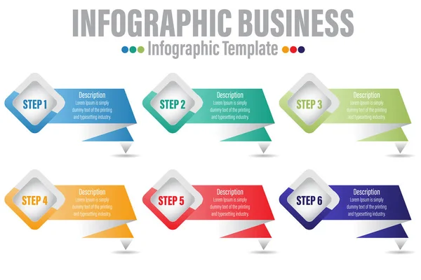 Infographics Number Options Template Steps Steps Six Option Label Can — Stock Vector