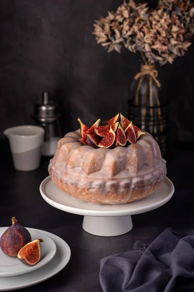Fotografia Cibo Cupcake Torta Con Fichi Glassa Pasticceria Dessert — Foto Stock
