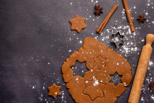 stock image Blank food photography of  ingredients for gingerbread, dough, christmas, cookies, cooking, preparation, cinnamon, anise