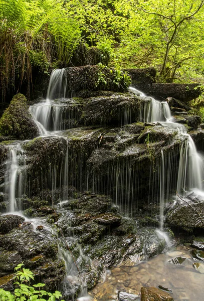 Krajina Fotografie Vodopádu Lese Potok Panorama Příroda Klid Scenérie Skála — Stock fotografie