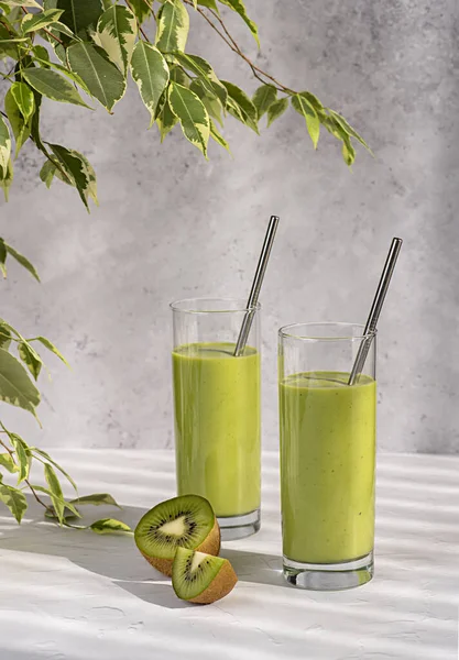 Food Photography Smoothie Breakfast Kiwi Drink Juice Beverage Energy Detox — Stock Photo, Image