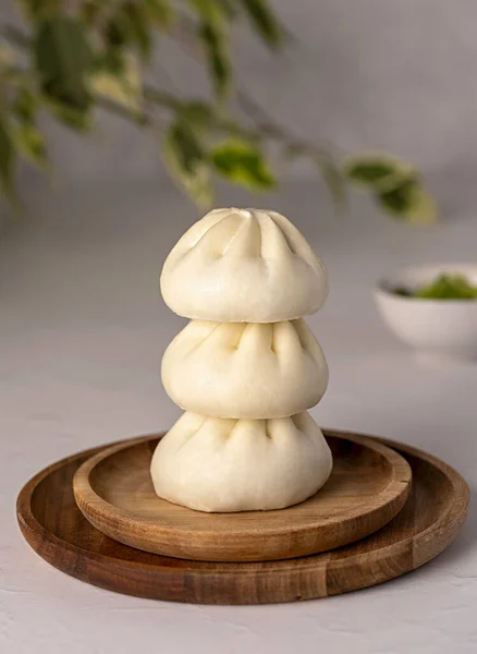 Food Photography Steamed Bun Bao Duck Meat Spring Onion Chinese — Stock Photo, Image