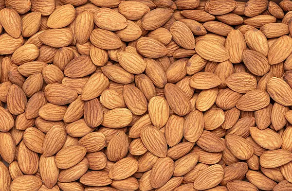 Macro Blank Photography Raw Whole Almonds Nuts Seeds Kernel Many — Stock Photo, Image