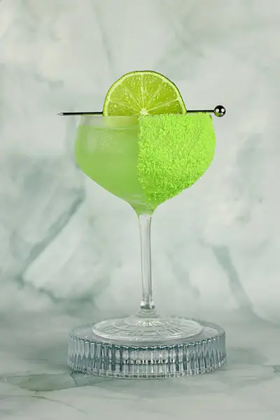 Macro Photographie Cocktail Vert Mojito Rhum Gin Tonique Citron Vert — Photo