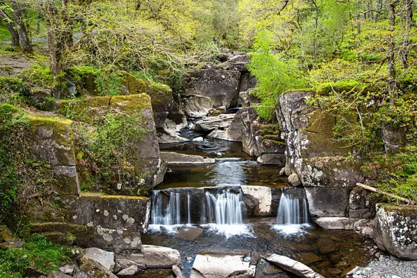 Landschaftsaufnahme Des Bracklinner Wasserfalls Callander Schottland Gelassenheit Landschaft Panorama Wasser Stockbild