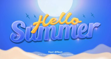 Düzenlenebilir 3d metin tarzıyla merhaba yaz efekti için vektör posteri