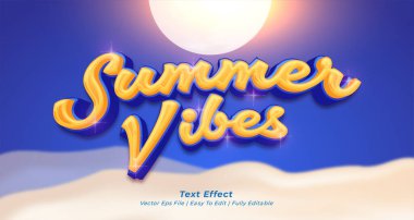 Vektör flaması yaz titreşimleri düzenlenebilir 3d metin biçimi ile metin efekti