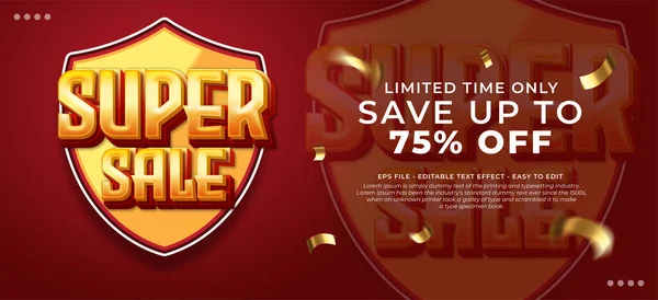 Super Sale Banner Design Text Effect Editable Text Style — 스톡 벡터