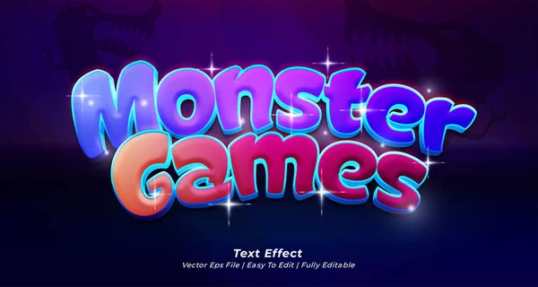Monstro Jogos Texto Efeito Editável Estilo Texto — Vetor de Stock