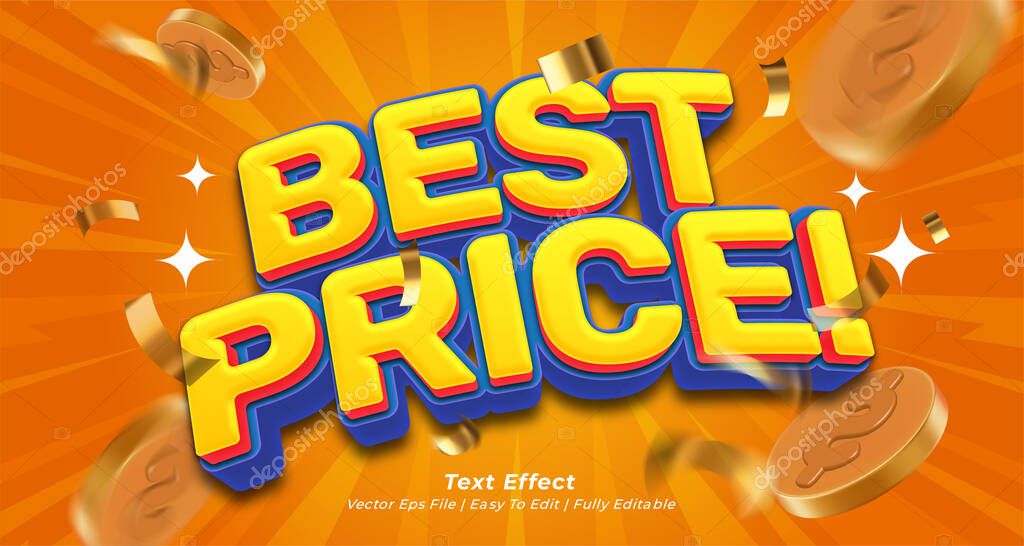Vector best price 3d logo editable text effect